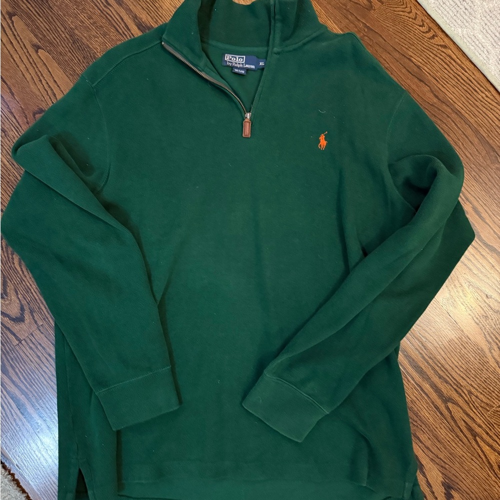 Ralph Lauren Forest Green Quarter-Zip Sweater